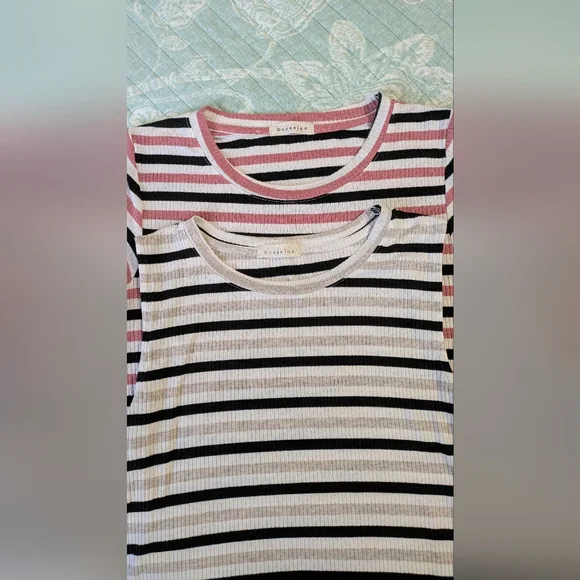 Pair of Occasion Striped Tees. 2 Park. Size S - Picture 3 of 9